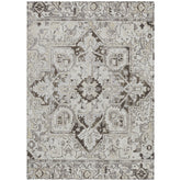 8' X 10' Ivory and Dark Brown Oriental Washable Non Skid Indoor Outdoor Area Rug